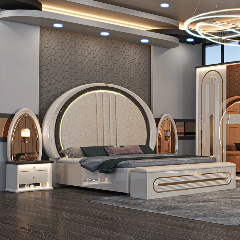 Bedroom Set Furniture King Size Bed Royal Wooden Frame Modern Luxury Bedroom Furniture Set