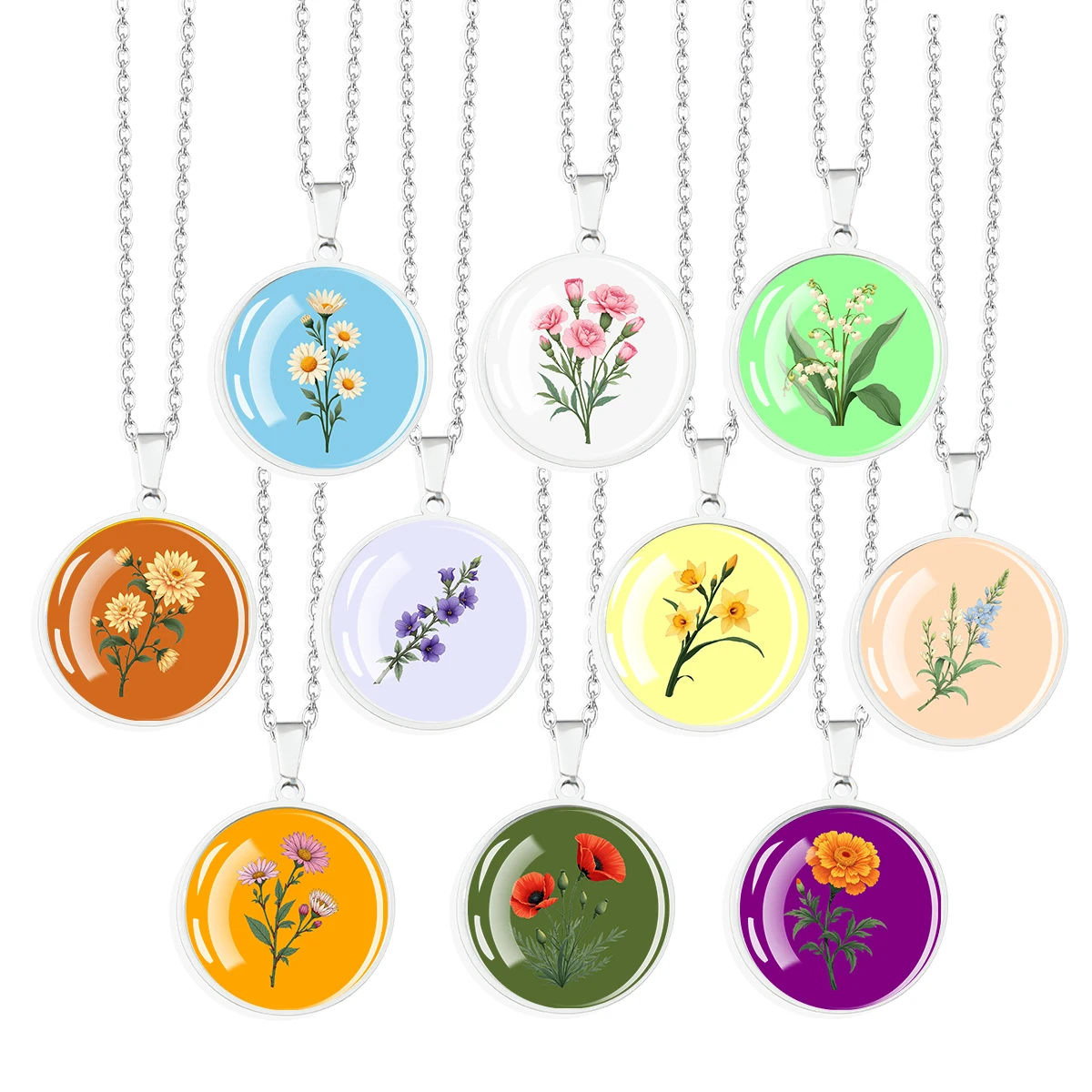 

12th Birthday Necklace for Women - Personalized Stainless Steel Pendant with Glass Gemstone, Custom Name/Date, Gift for Her