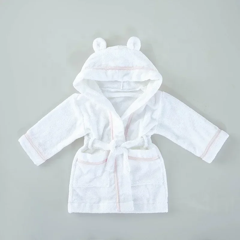 PREMIUM QUALITY SUPER SOFT LONG LOOP TERRY NATURAL & ABSORBENT 100% COTTON TERRY HOODED BABY BATHROBE FOR BABI