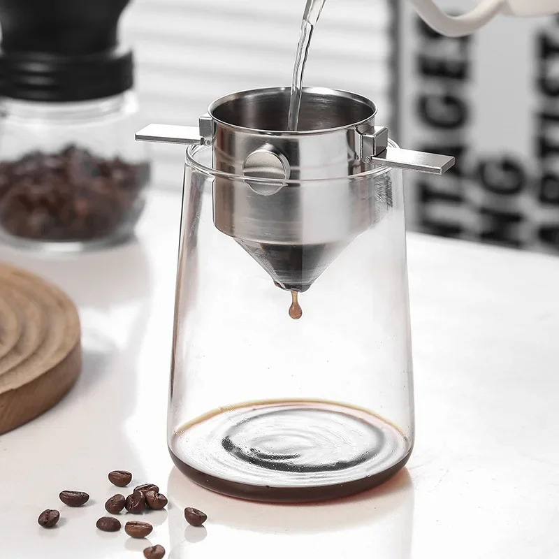 

304 Stainless Steel Hanging Ear Coffee Filter Cup Portable Hand Flush Filter Filter Paper Filter-free Funnel Coffee Utensils