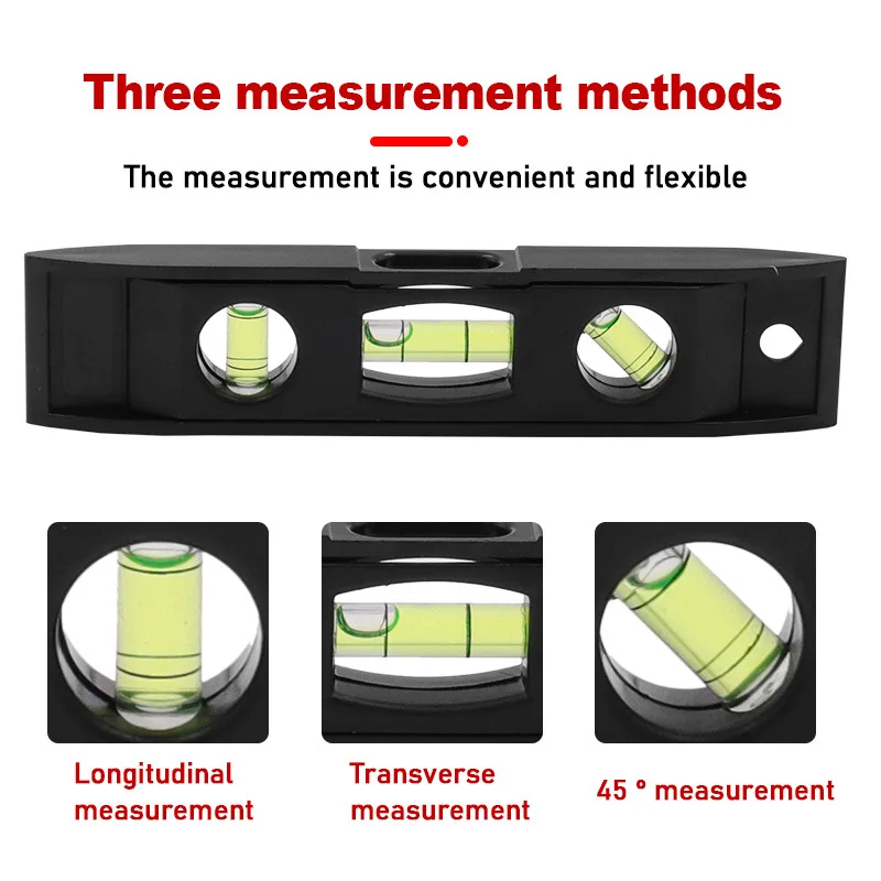 Portable ABS Shell Level Ruler High Precision Strong Magnetic 3 Bubble Level Meter Household Hardware Tools Mini Laser