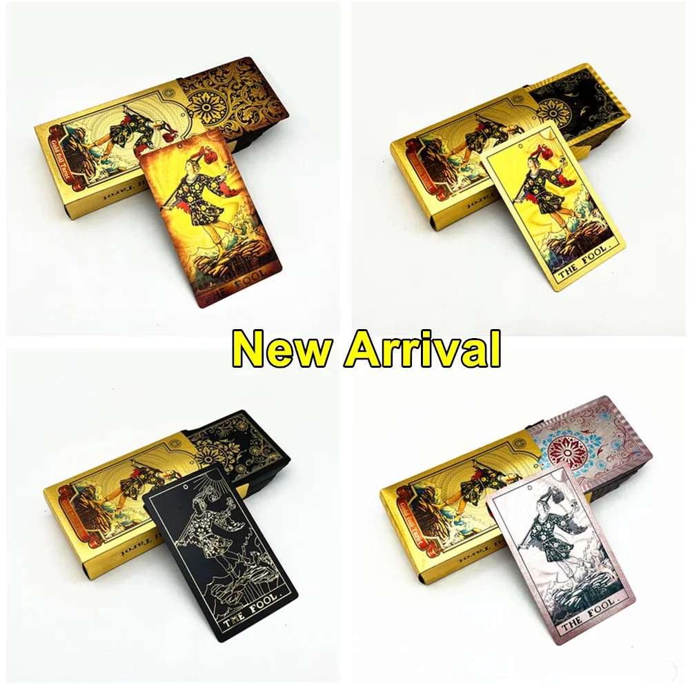 高品質の金のタロットカード,1デッキ,ガイドブック付き,防水,占星術