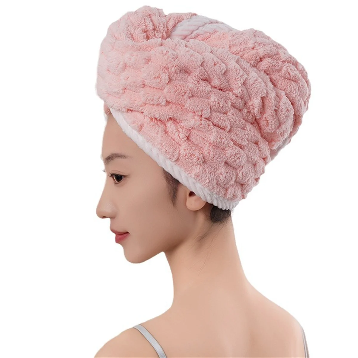 Microfiber Hair Towel Wrap Thickened Coral Velvet Cationic Dry Hair Cap Water Absorption and Quick Drying Striped Bath Cap