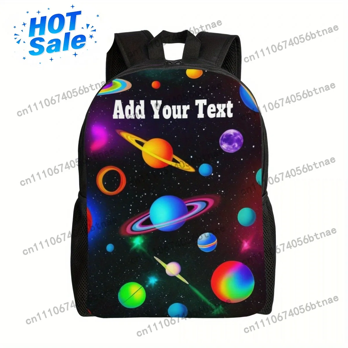 Sac à dos personnalisé Space Planet - Grande capacité, polyester résistant, design photo et logo personnalisés - Parfait pour les voyages et les ordinateurs portables
