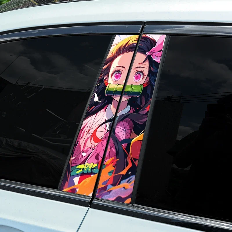 

1/2pcs Anime JDM Car Stickers Auto B Pillar Cartoon Decoration Cover Scratches DIY Car Doors Pillar Sunscreen Vinyl Decals