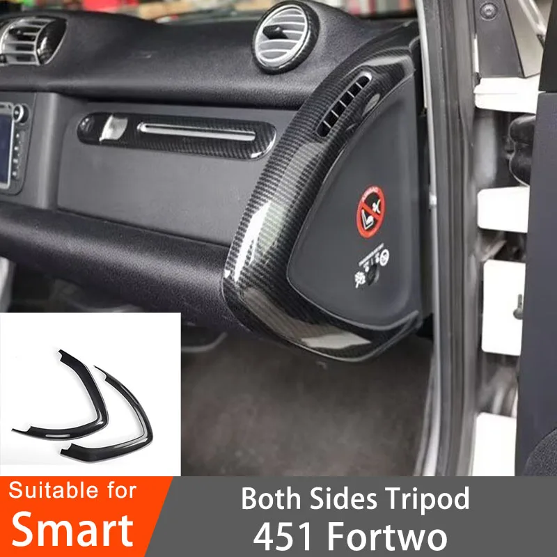 Car centre console triangle Carbon Style Decorative Triangles on both sides of the centre console Interior For Smart 451 Fortwo