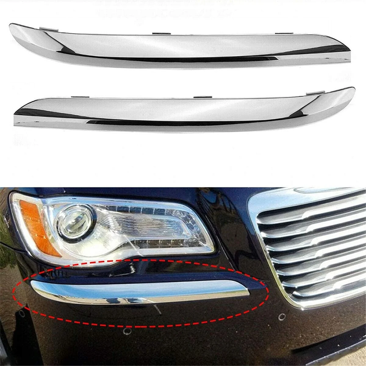 

Chrome Front Bumper Molding Trim for Chrysler 300 Accent 2011-2014 Front Bumper Trim Strip Right 68127940AB -L94A