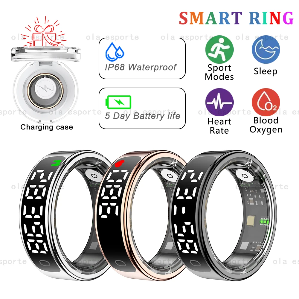 

Смарт-кольцо для мужчин и женщин, мониторинг сердечного ритма, несколько спортивных режимов, водонепроницаемые кольца для фитнеса, шагомер, модное кольцо для Android iOS