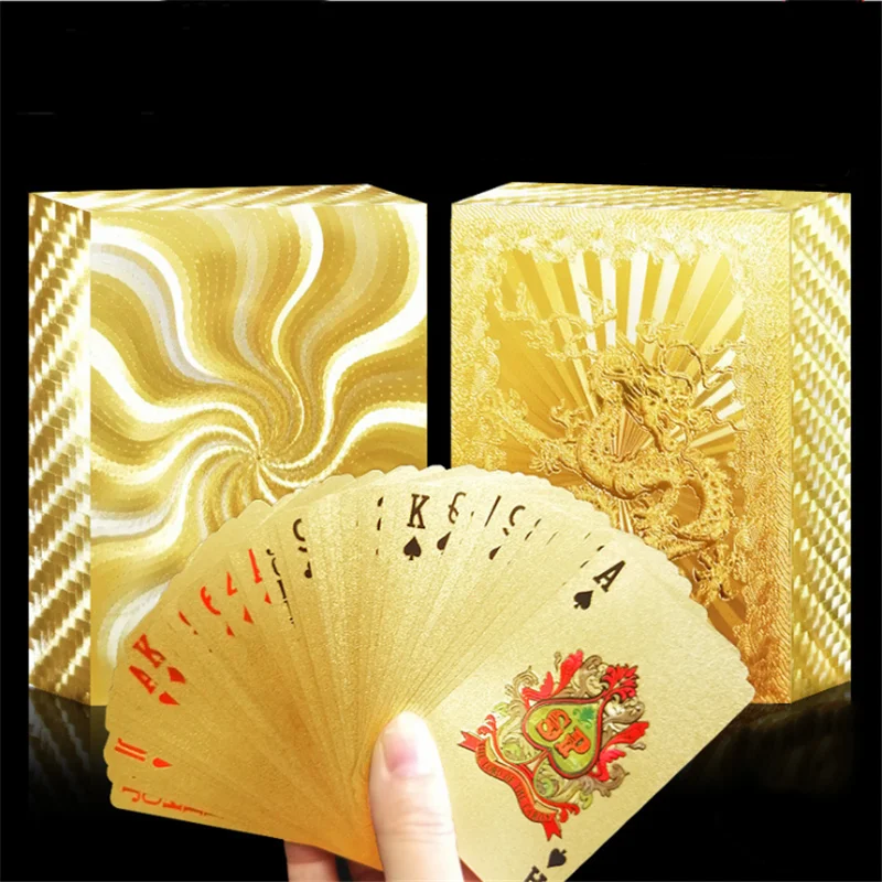 Gold Playing Cards Plastic Poker Game Deck Foil Pokers pack Magic Cards Waterproof Card Gift Collection Board Game