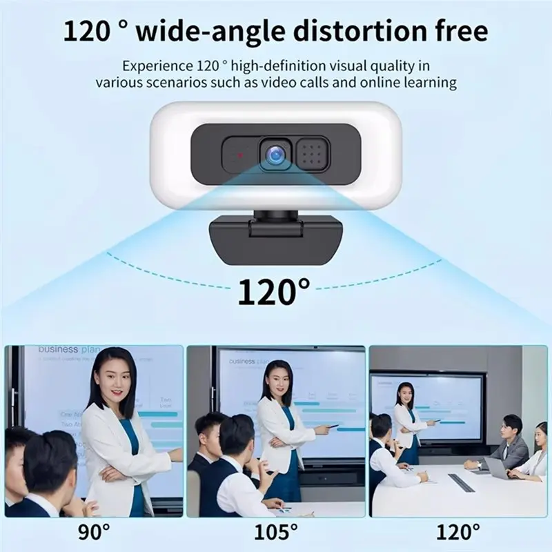 Mini Camera Webcam 4K 2K Full HD Portable Auto Focus USB Webcan With LED Fill LightMicrophone Broadcast Lighting For PC Computer