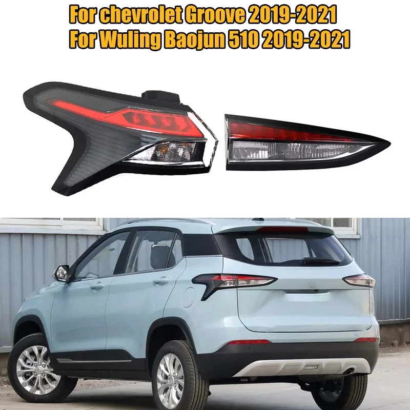Outside Inside LED Rear Tail Lamp Stop Warming Brake Light For Chevrolet Groove 2019-2021 For Wuling Baojun 510 2019-2021
