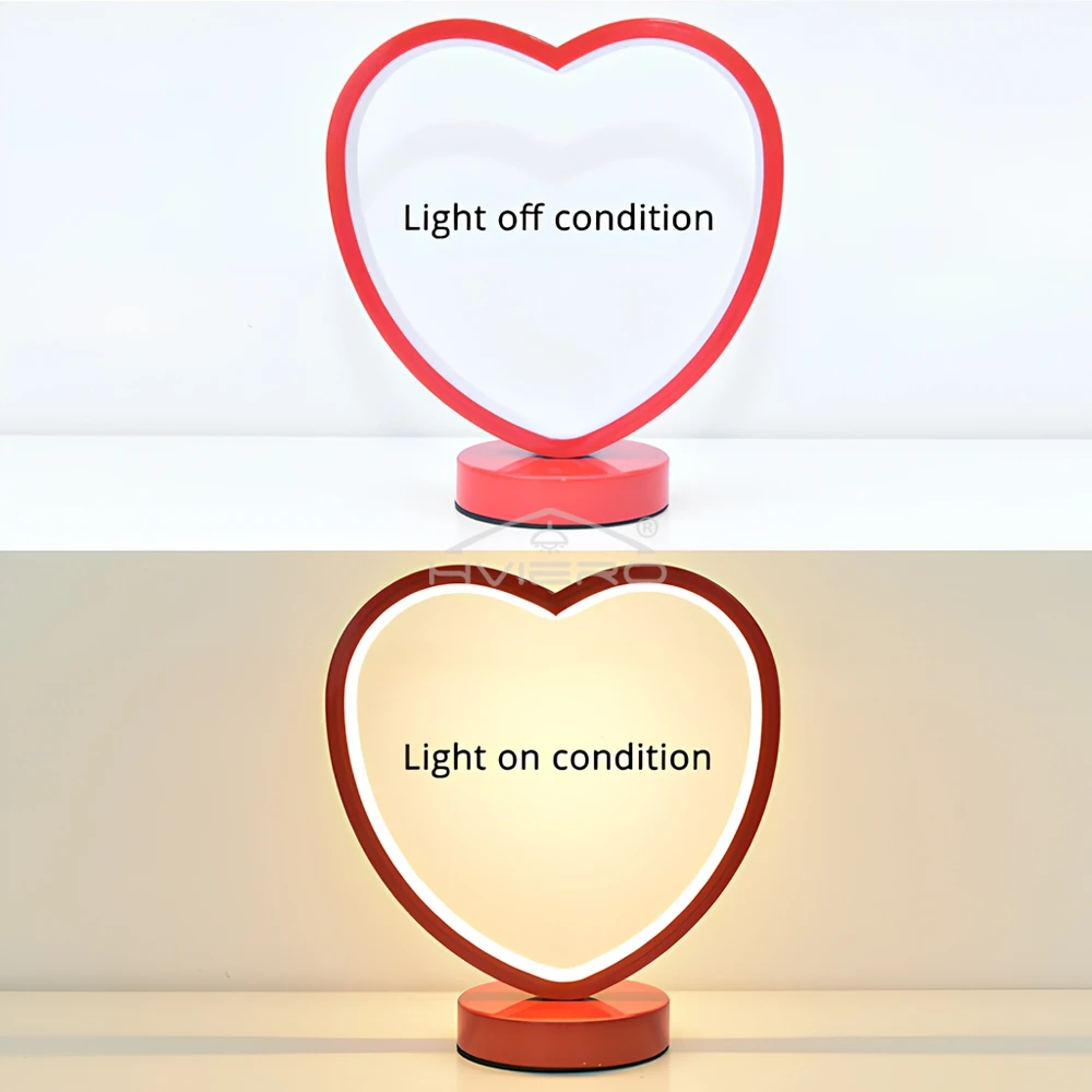 Heart Shape Love Led Table Small Book Night Wedding Bedroom Bedside Room Light Valentine's Day Gift Red Desk Lamp Newly Married