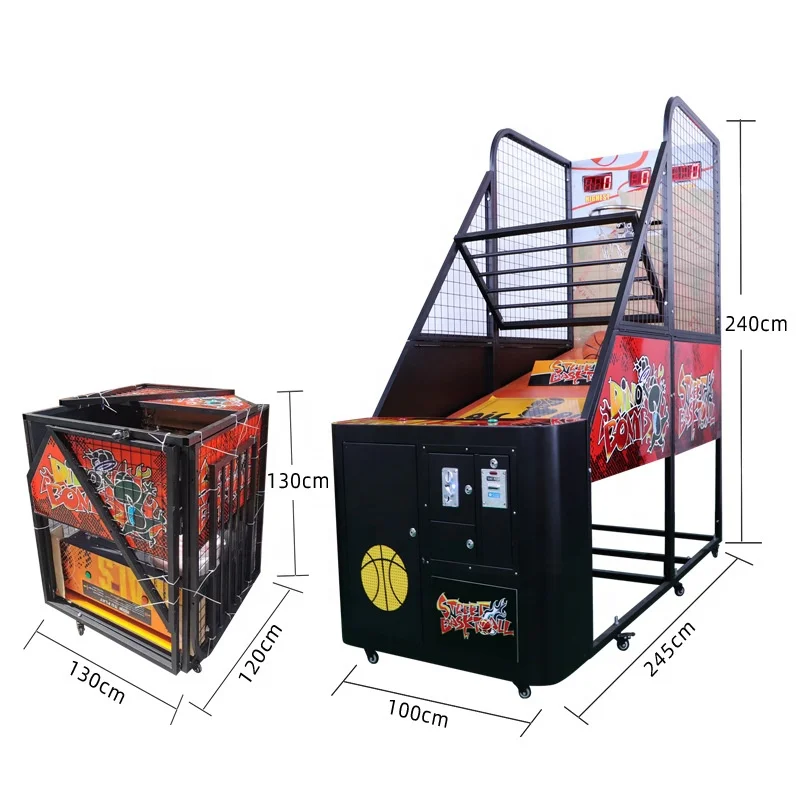 Indoor Coin-operated Commercial Arcade Basketball Game Machine Folding Crazy Hoop Metal Construction for Sale Excluding Freight
