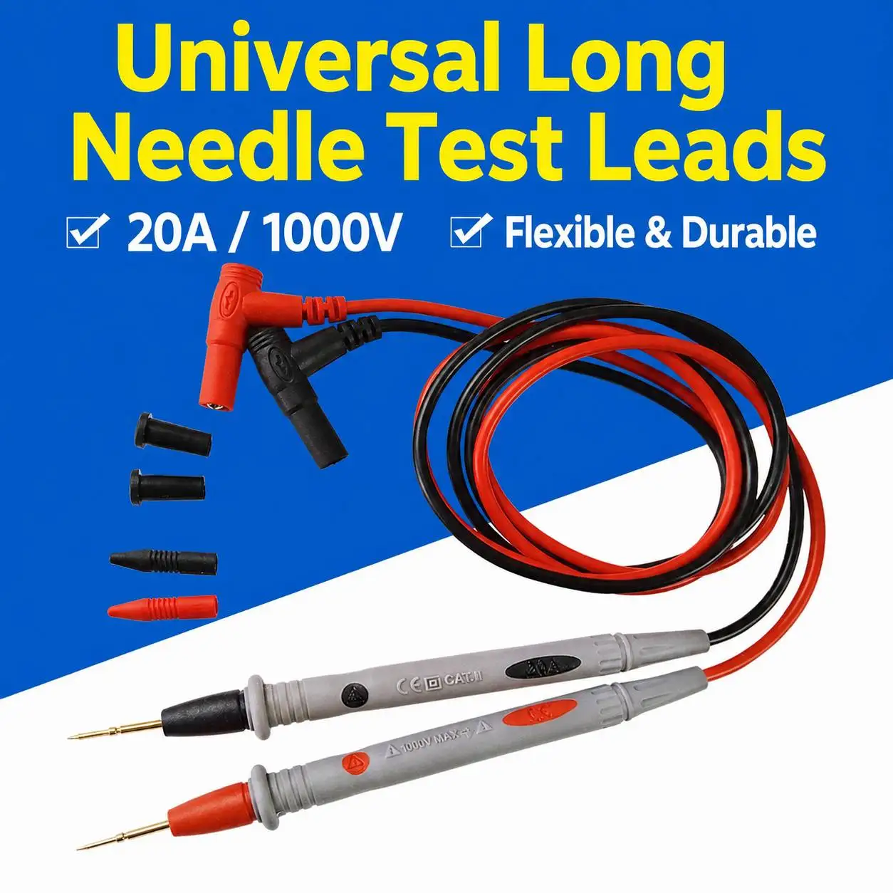 20A 1000V Multimeter Test Heads Needle Pin Digital Multi Meter Head Wire Pen Cable Kit Multimeter Voltmeter Silicone Tester Kit