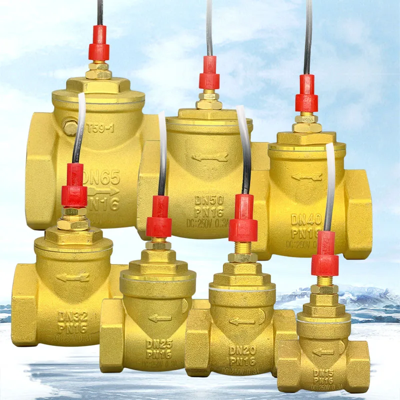 Air Energy High Flow All Copper One-way Valve Baffle Plate Water Flow Induction Signal Flow Switch 4/6-point 1 Inch