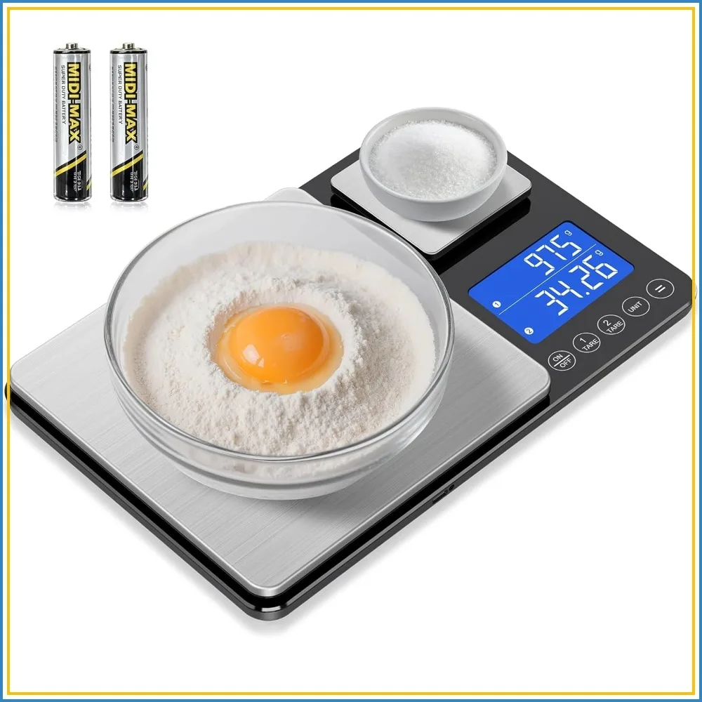 

Dual Platform Kitchen Scale 0.01g Precision 15kg Capacity for Baking