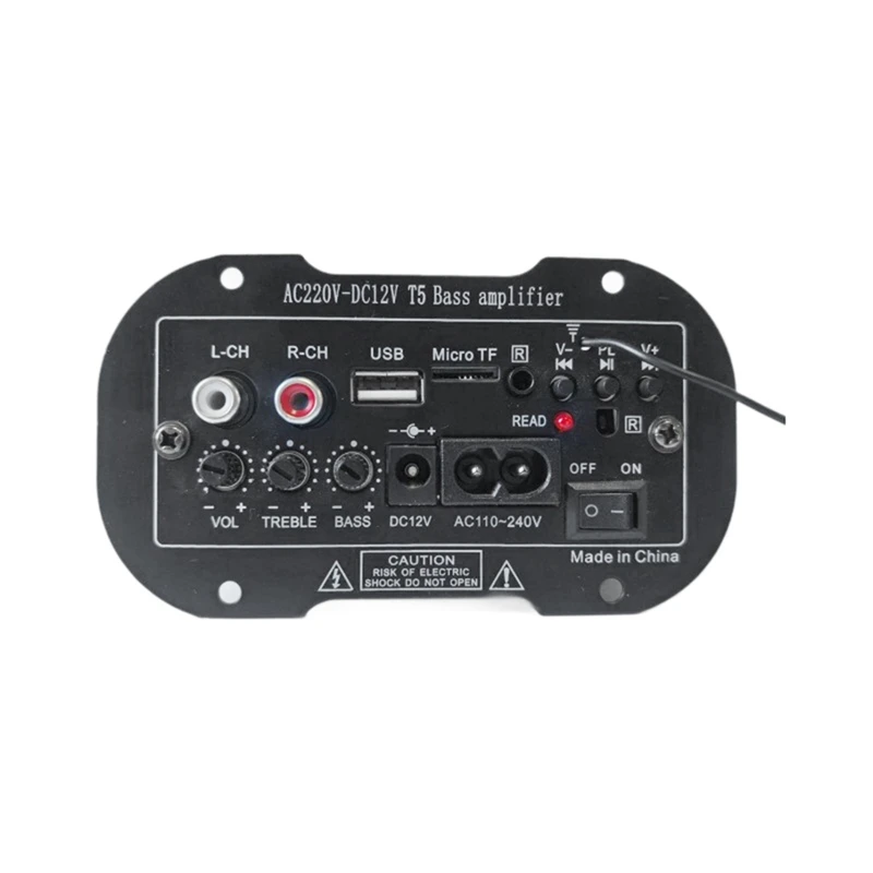 T-5 Amplifier Board 220v Mono Subwoofer Amplifier Support Tf Usb Fm for 5-10inch Amplifier EU Plug
