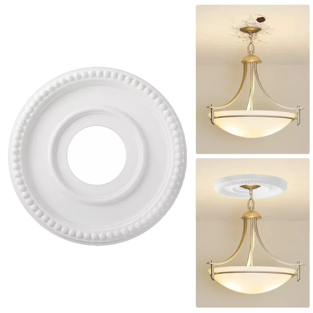 

Home Round Split Medallion PU Decorative Ceiling Fan Light Fixtures Cover Plate Ceiling Canopy Plate For Chandelier Light Covers