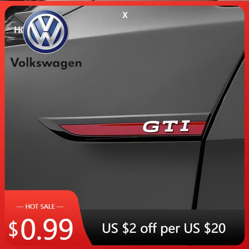 

2026 Hot VOLKSWAGEN 2Pcs Metal Car Side Fender Bumper Strip Protective Sticker for Volkswagen GTI Golf 2 3 4 5 6 7 MK2 MK3 MK4 M