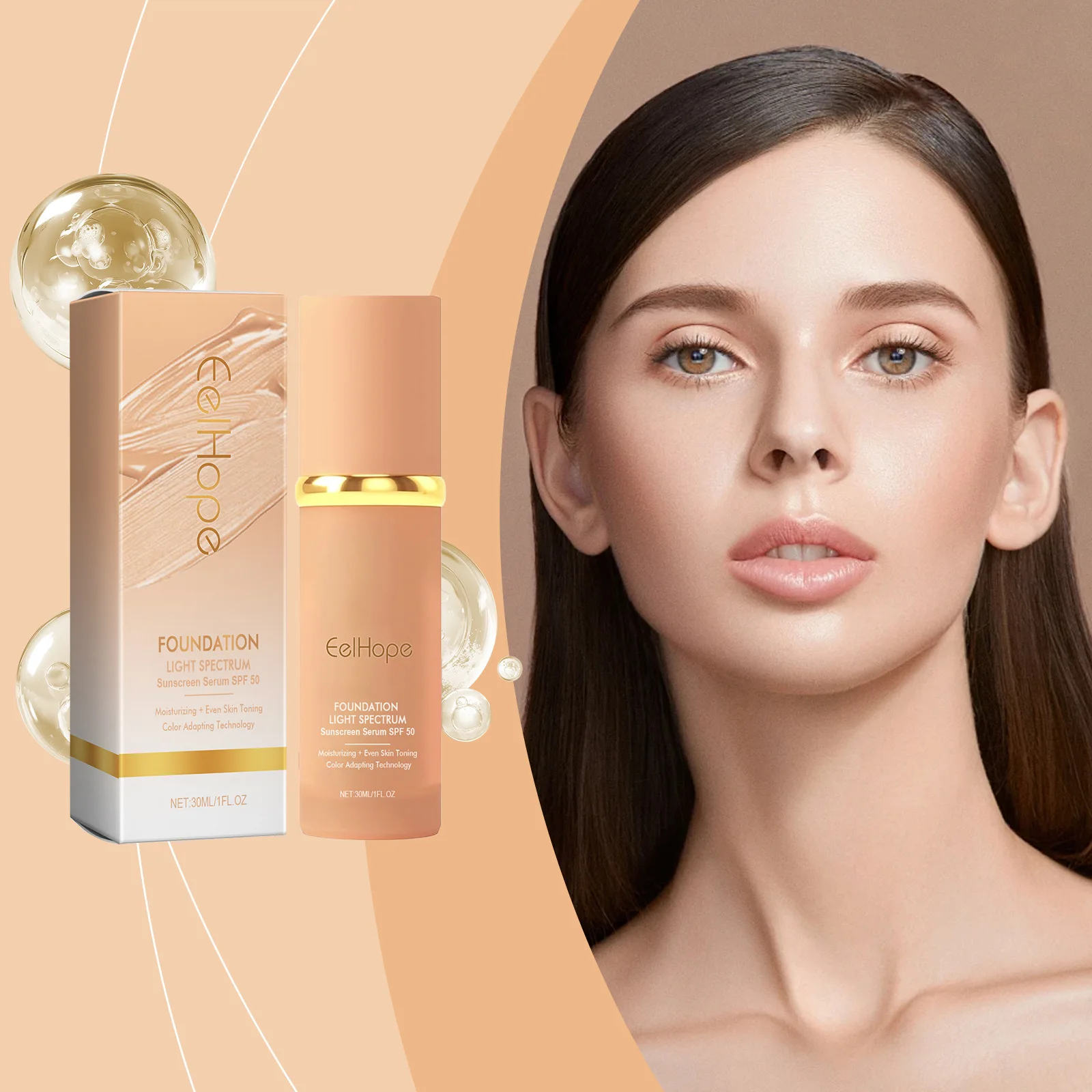 4-in-1 Foundation Liquid Makeup Hydrate Full Coverage Concealer Spf 50 Light Spectrum Sunscreen Serum Repair Moisturizing Primer