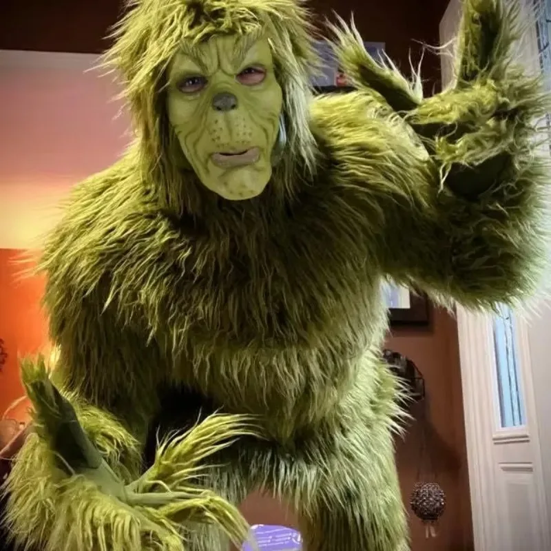 2024 Santa Claus with Hair Pants Suit Play Costume Batch 2024 Halloween Explosion Green Hairy Monster Grinch Cos Clothes