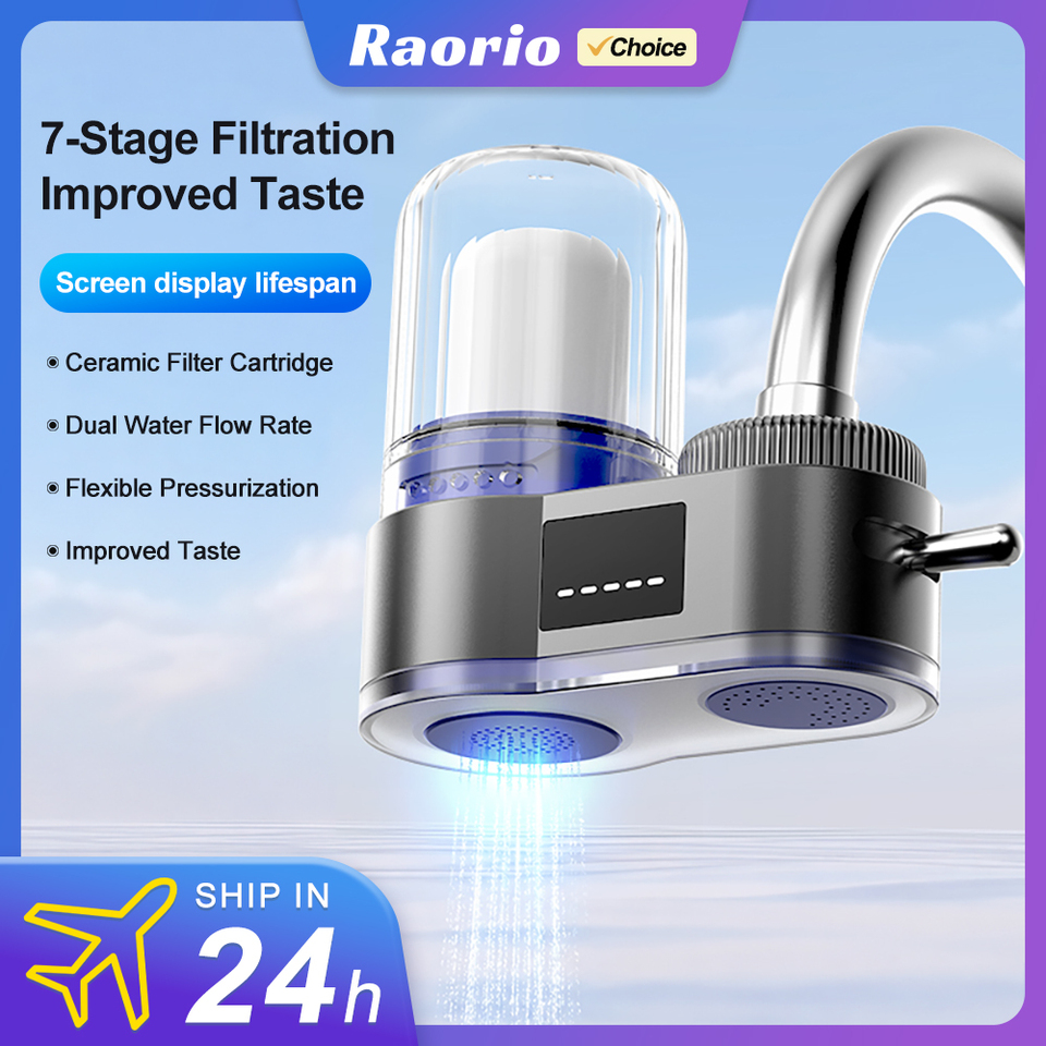  Raorio Faucet Tap Water Filter 7 Stage Purifier System Blue Light NSF Certified Reduces Lead Chlorine Heavy Metal Kitchen Water 