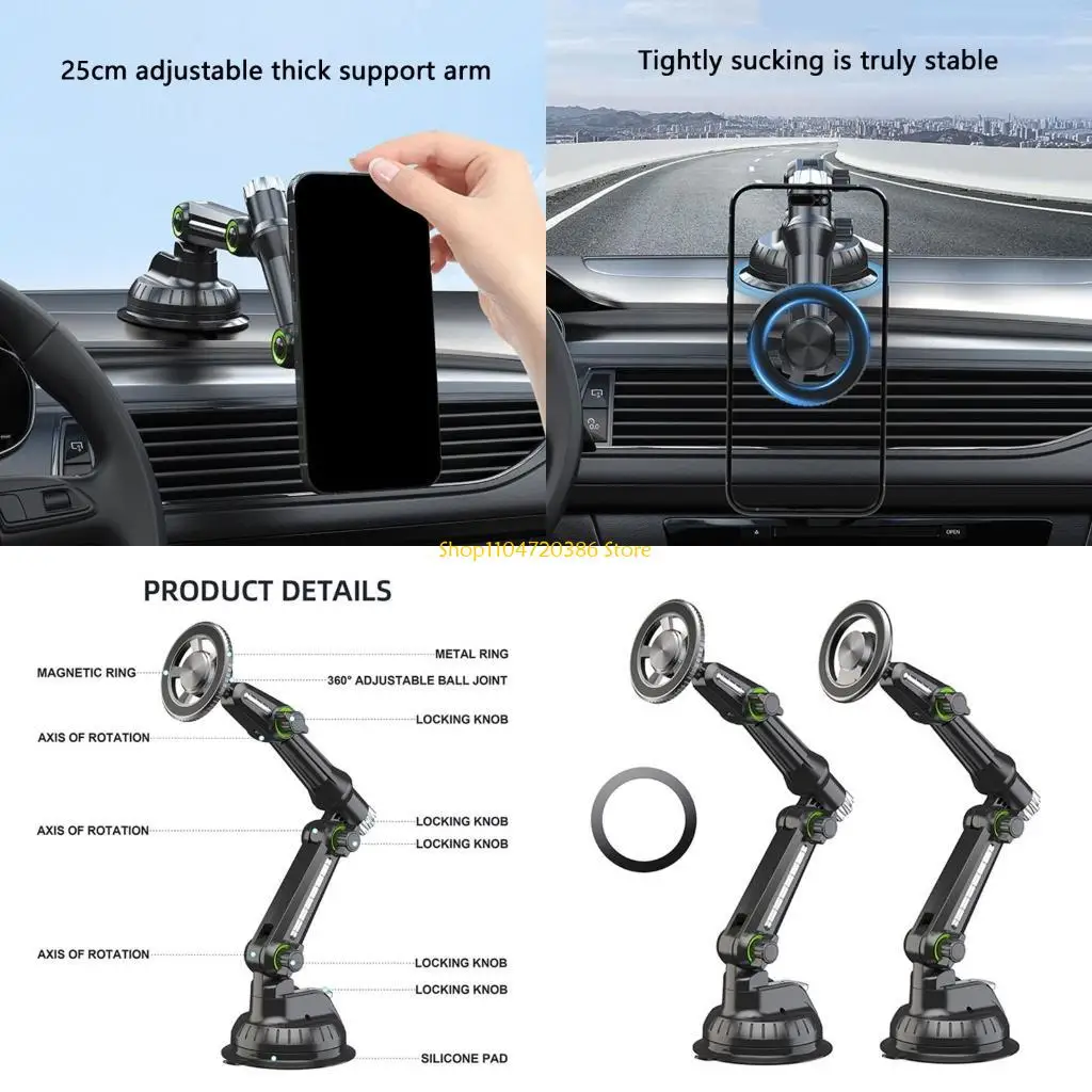 K0EA Portable Secure Magnetic Car Phone Bracket Holder with Vacuum Suction for Navigation Video Calls Safe Driving Experience