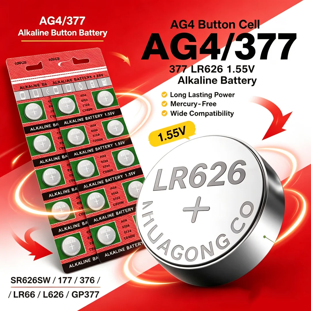 AG4 LR626 377 Alkaline Button Cell Battery 1.55V SR626SW 377A CX66W Button Cell Coin  Battery For Watch Toys Clock