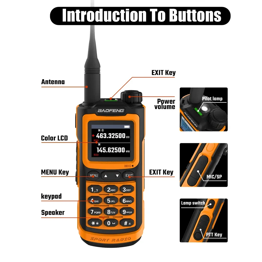 2PCS Baofeng 10W Walkie Talkie Four Bands Long Range Portable Ham Radios Copy Frequency 999CH LCD NOAA 2-Way Radio UV-G30 Pro V1