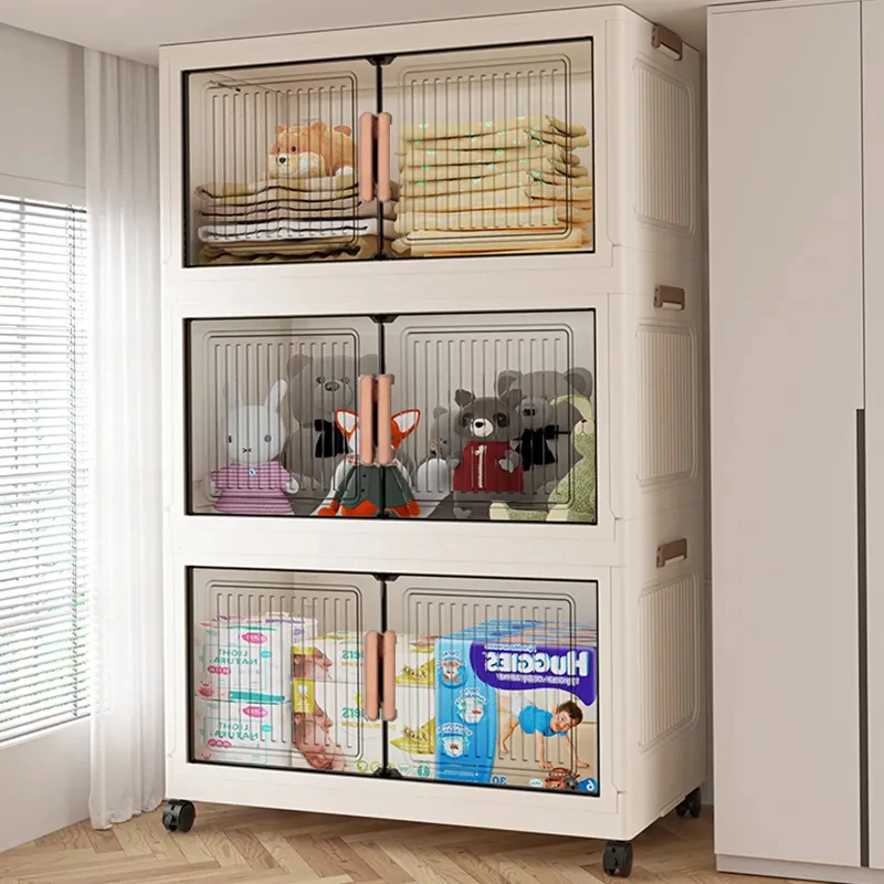 Foldable Dustproof Storage Cabinet Wardrobe Sundries Organizer Cabinet Home Decor And Furniture Storage Solutions