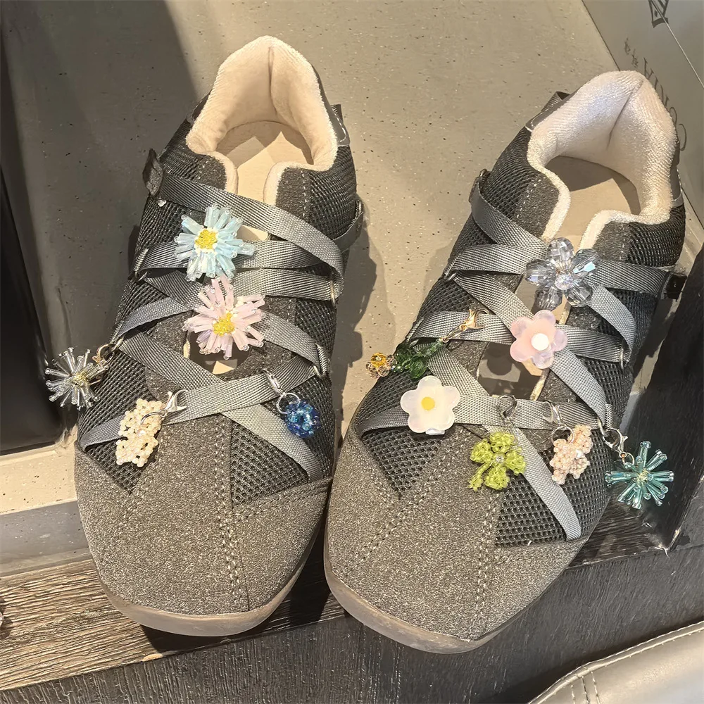 Shoe Charms Ballet Tube Bead Flower Firework Shoelace Buckle Korean Sweet Girl Daily Party Lightweight Multicolor Resin Acrylic