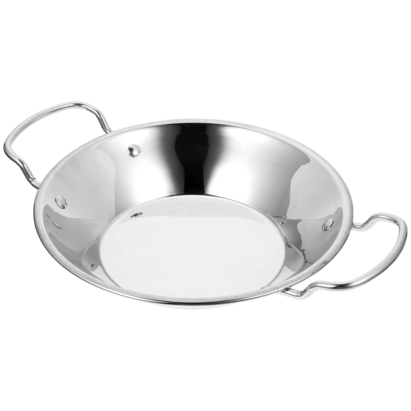 

Stainless Steel Wok 20cm Double Handle Griddle Home Food Pot Kitchen Accessory Cooking Hot Pot Pan Vegetable Wok Cookware Daily