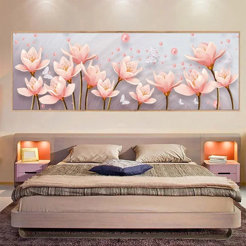 Magnolia 5D Diamond Painting Flowers Full Diamond Art Embroidery Hotel Office Bedroom Home Decor DIY Diamond Cross Stitch Kits
