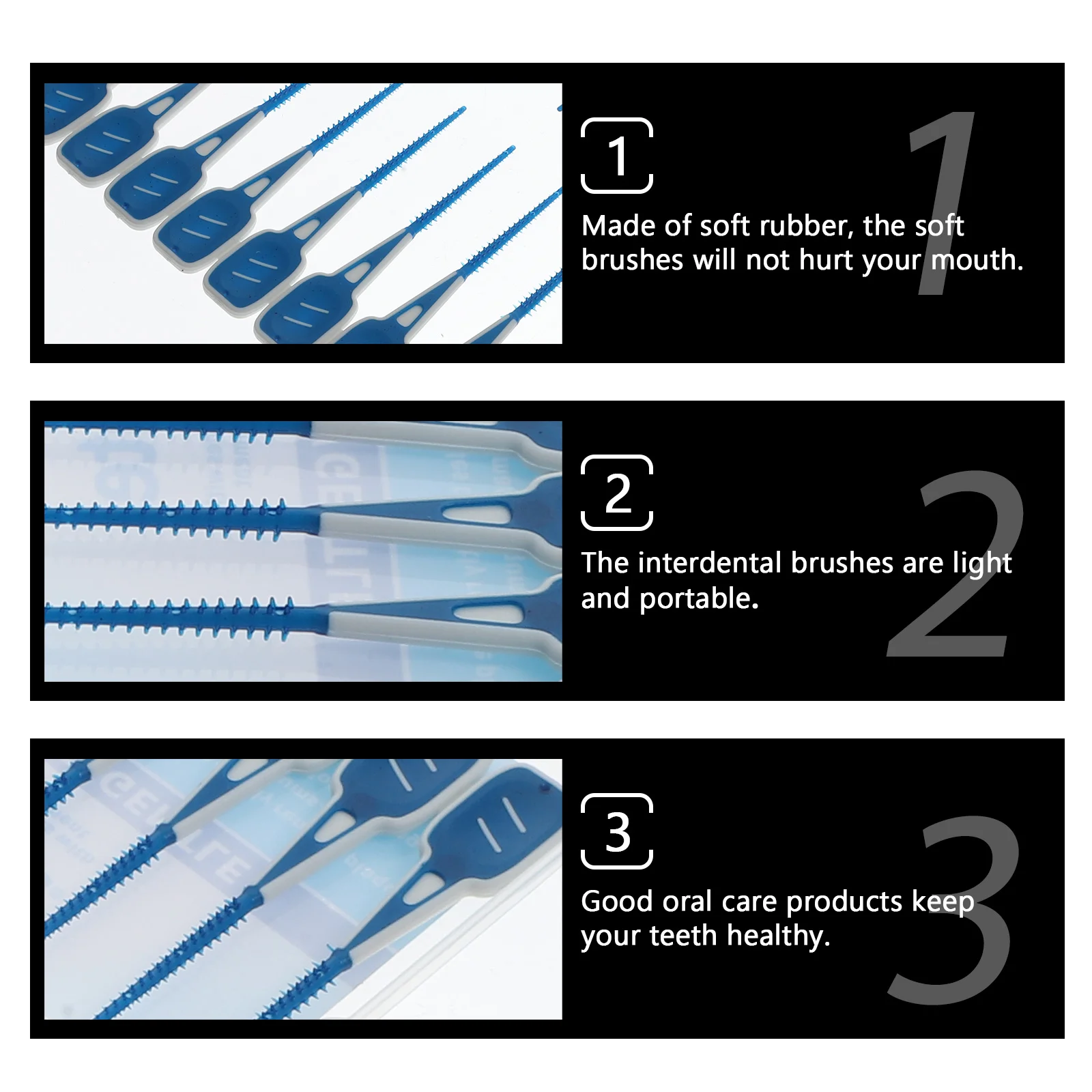 

48pcs Interdental Brush Soft Silicone Teeth Cleaner Family Travel Work Oral Care Tools Toothpick Flosser Gap Brush Portable