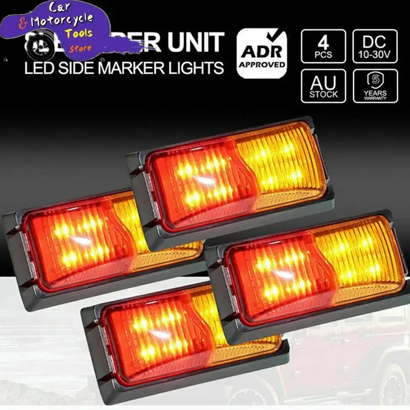 10-30V 8 LED Amber and Red Side Marker Light Clearance Lamp Trailer Truck Waterp