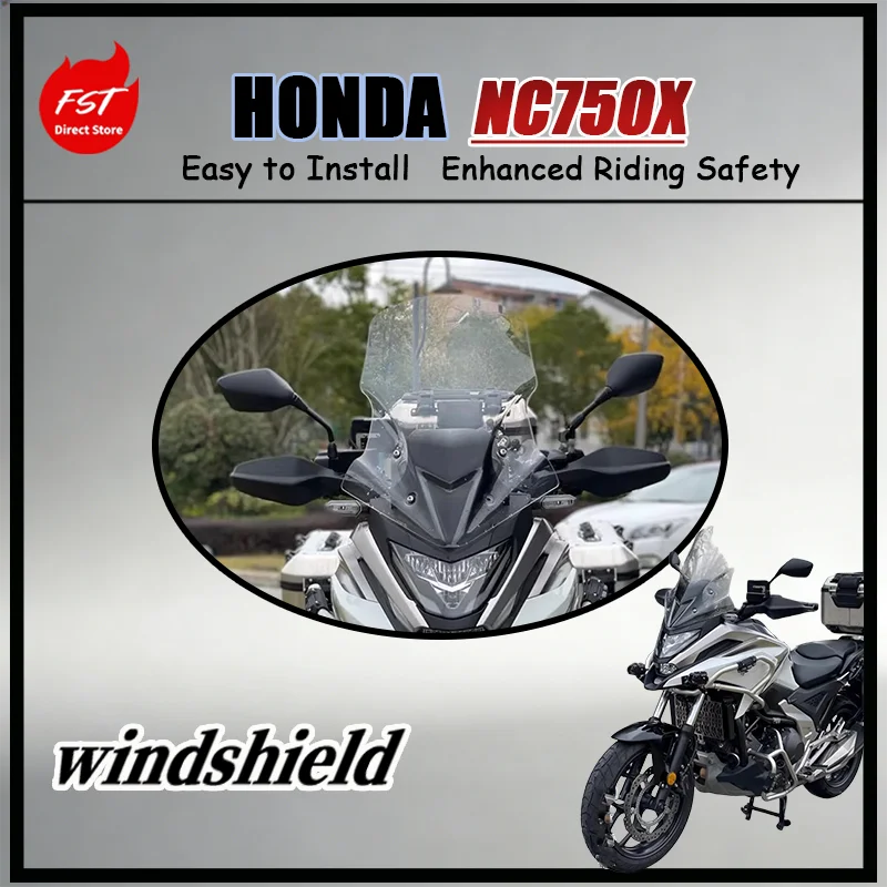 For Honda NC750X 21-24 High-End Windshield Imported Tempered Glass Heightened Wind Deflector for Enhanced Rider Protection