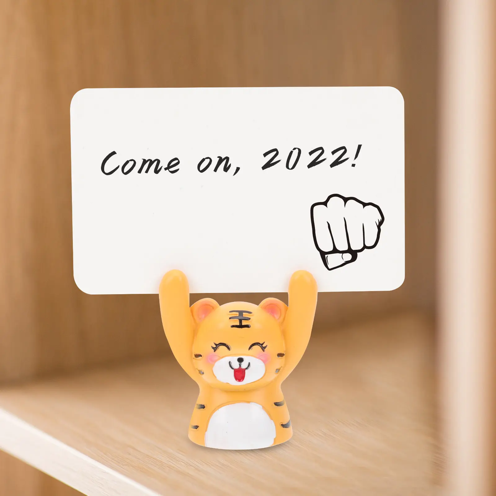 

2 Sets Tiger Ornaments Small Resin Paper Desktop Decoration Home Office Wish Cards Holder Indoor Festive Year Adornment