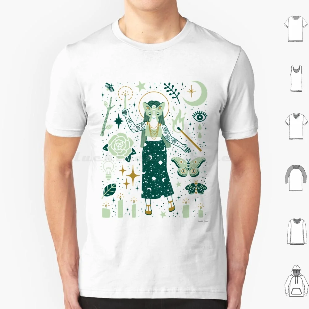 The Guide T Shirt Men Women Kids 6Xl Goddess Deity Moon Lunar Luna Moth Candle Occult Magic Fantasy Mint Moth Rose Pastel Witch