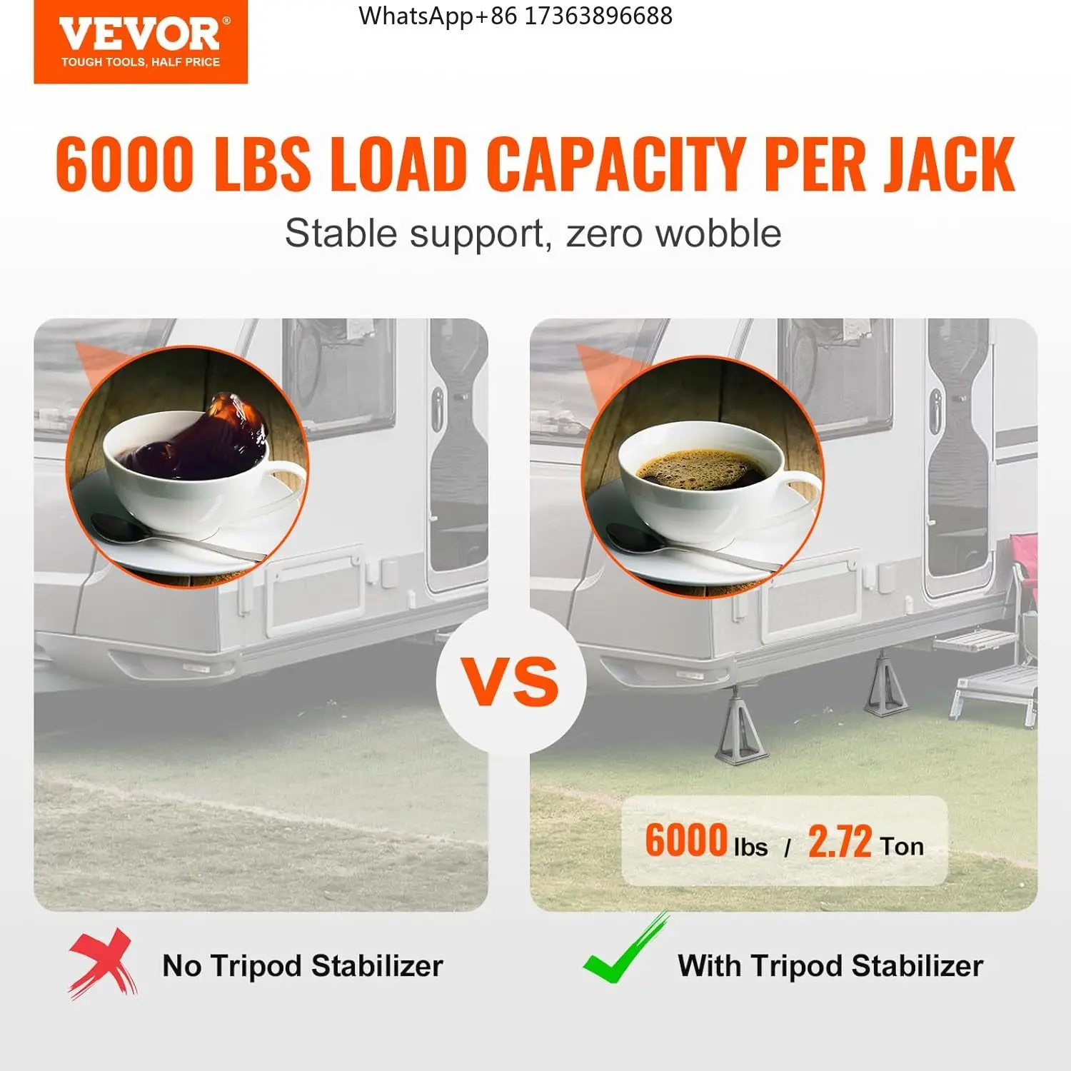 VEVOR RV Stabilizer Jacks 4 Pack Aluminum Leveling Stack Jacks for Travel Trailer Camper Single Screw 6000 Lbs Adjustable 11/17