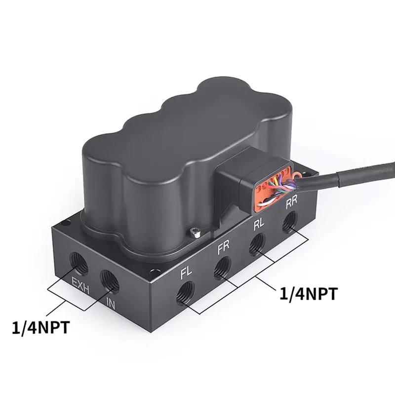 Detalhe 4 de Válvula solenoide Air Ride Suspension Valveblock Waterproof 200 Psi For Car Truck And Trailer Solenoid Valve Manifold With Remote Control Pneumática