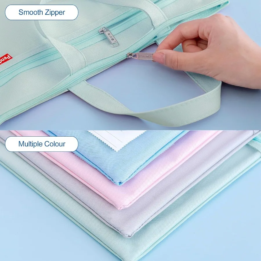 Custodia con cerniera in rete pendente 11x13,7 in 2 pezzi Borsa per documenti impermeabile con doppia tasca grande con manico Formato A4 Pieghevole per documenti Stora