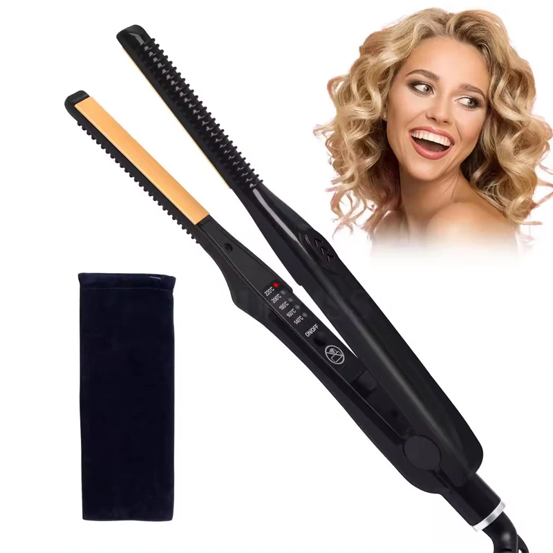 

2-in-1 Professional Hair Straightener and Curling Iron Mini Ceramic Straightener with Adjustable Temperature Small Flat Iron