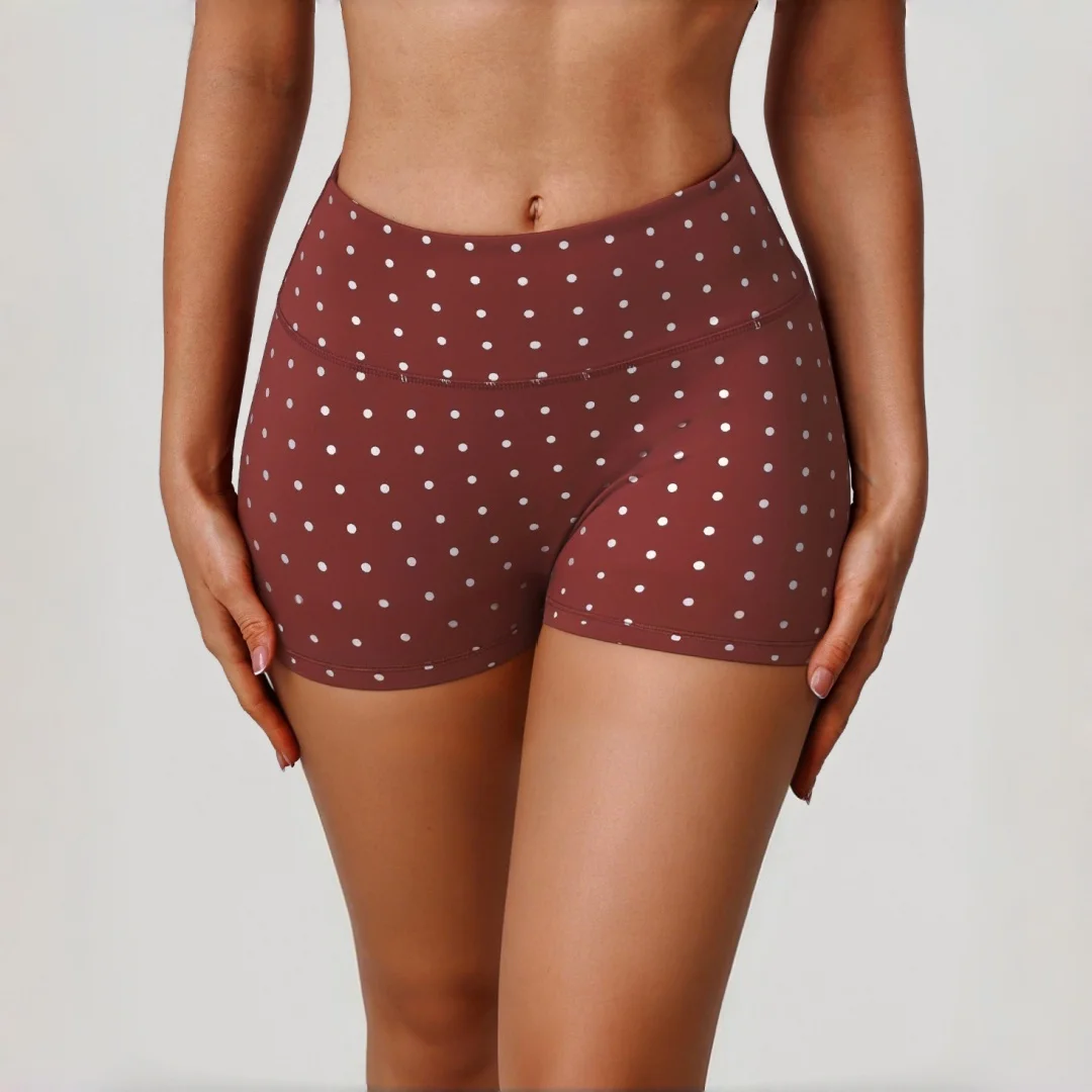 Women's Yoga Shorts Sports Fitness High Waist Hip Lift Tight Polka Dot Printed Running Cycling Casual Workout Gym Yoga Shorts