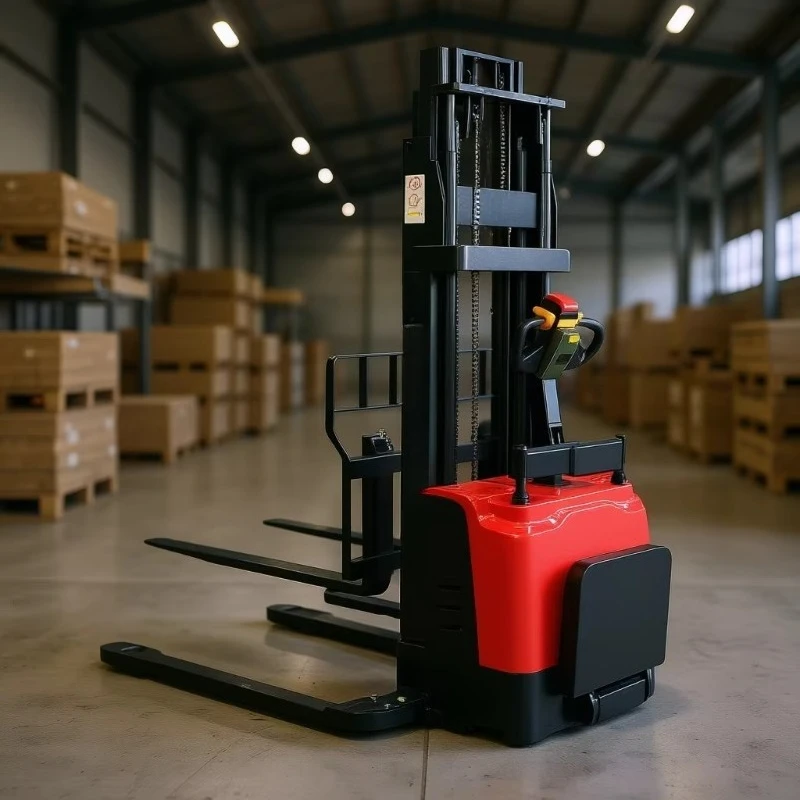 Electric Motor Pallet Stacker 157 3300 Lbs Capacity Adjustable Forks 2 Year Warranty Max Lift Height