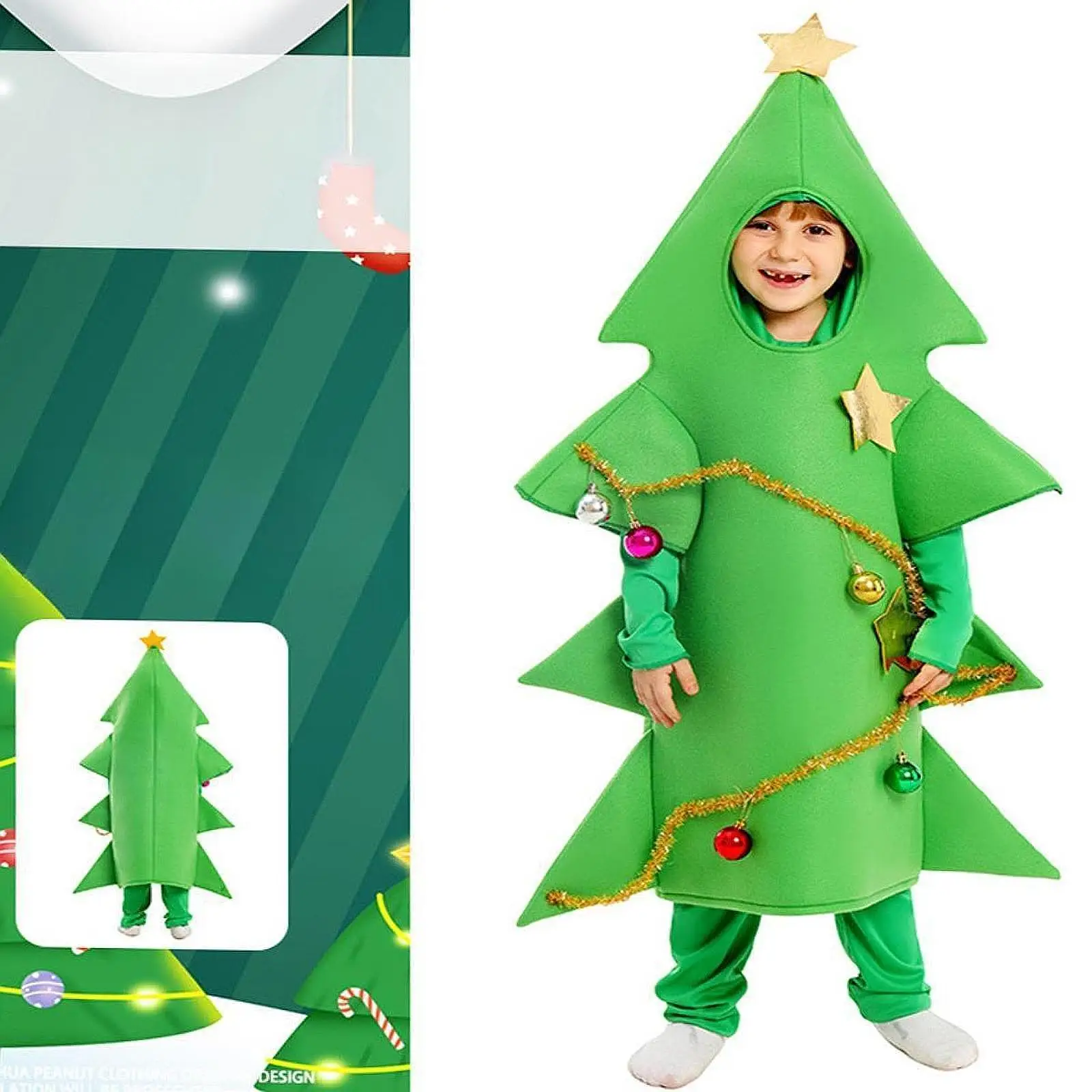 Costume de sapin de Noël avec combinaison IQUE up pour enfants, cadeaux du Nouvel An