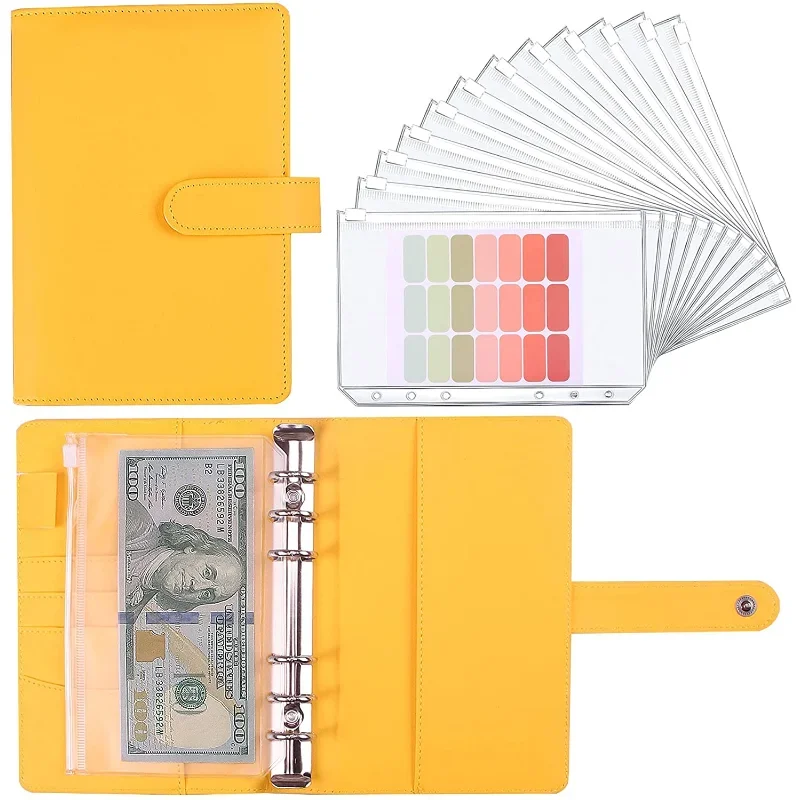 Imagem -05 - Colorido pu Couro Notebook Binder a5 a6 Orçamento Planejador Bolsos Envelopes de Dinheiro Novo 12 Pcs