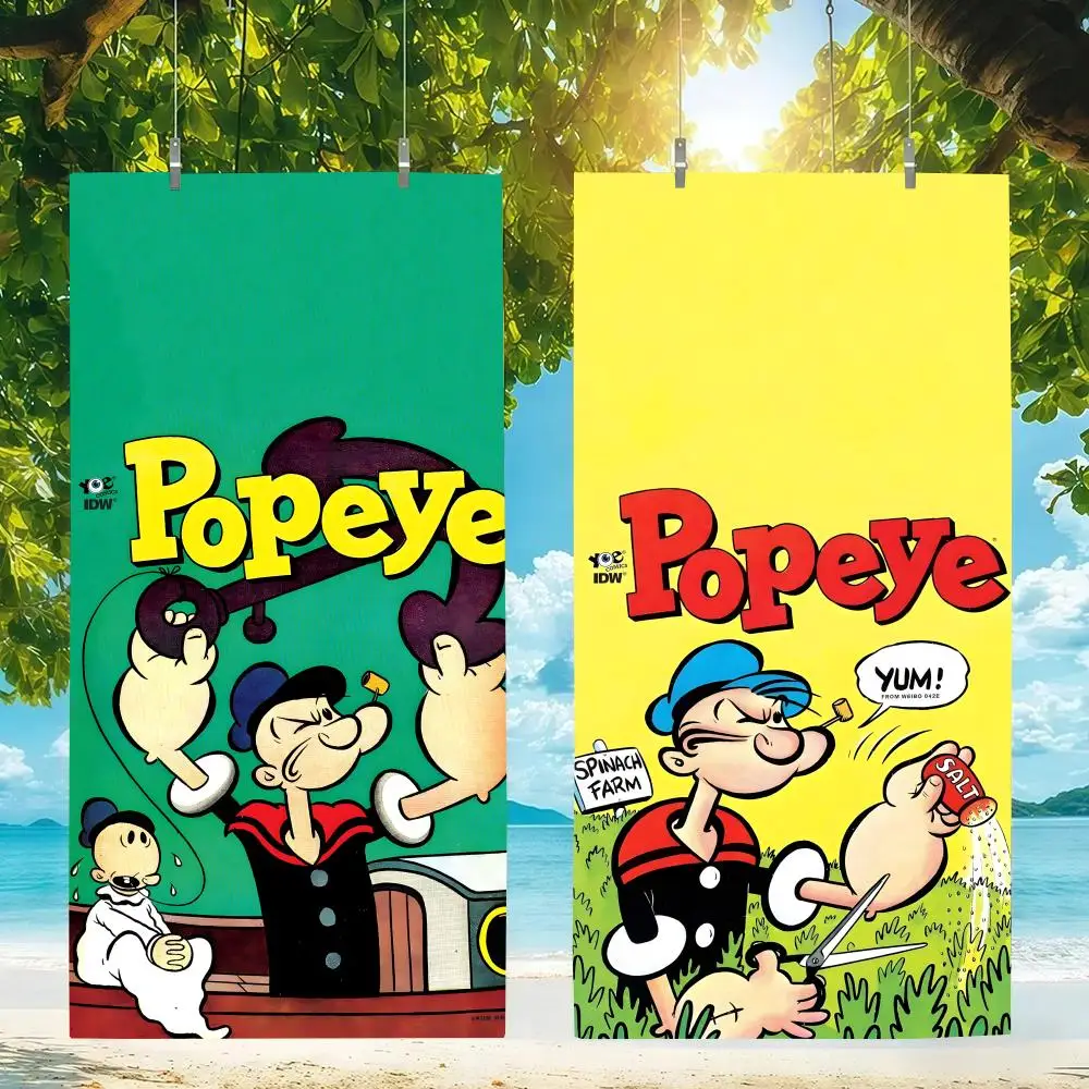 Character P-Popeye Towel Microfiber beach towel, quick-dry, sand-free, ultra-fine fiber, super soft.
