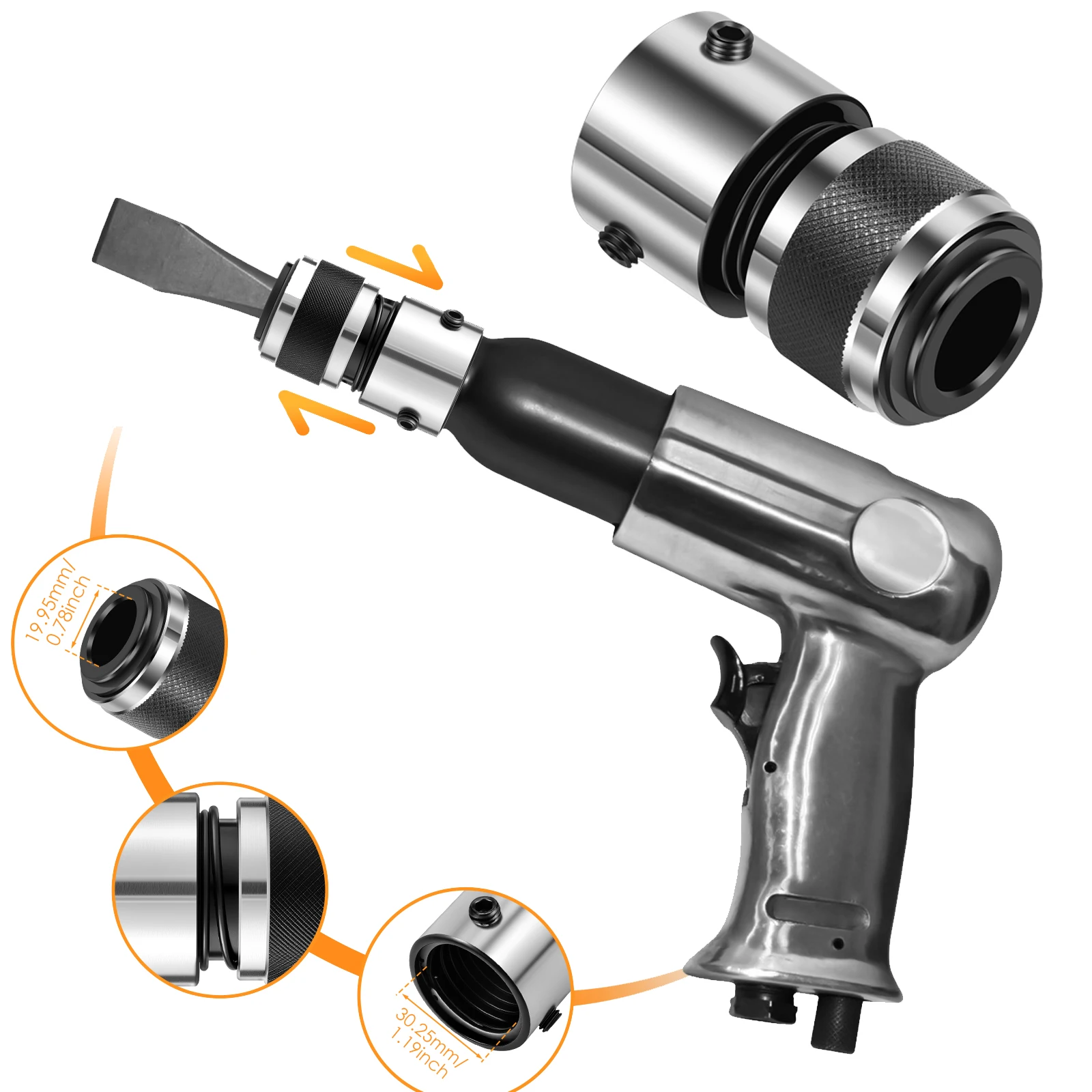 Quick Change Chisel Retainer Air Hammer Quick Change Retainer Fits Most Air Shovels, Hammers, and Other Tools Easy to Install
