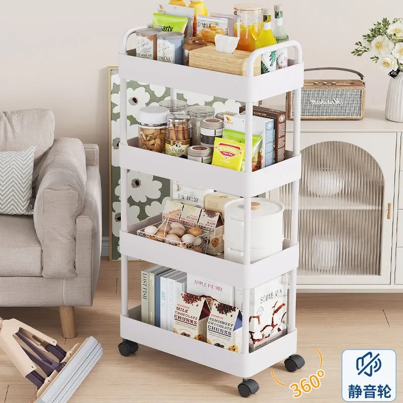 Trolley storage rack Multi-storey kitchen floor moving vegetable basket Bedside snack bathroom toilet storage rack