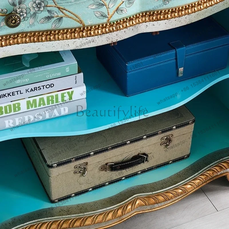 FG10American painted entrance cabinet, side cabinet, pure hand-painted storage semi-circular decorative cabinet